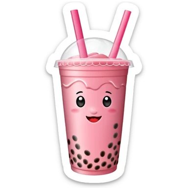 Strawberry bubble tea with strawberry syrup  sticker