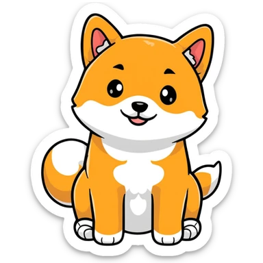 adorable black Shiba Inu puppy full body pose sticker