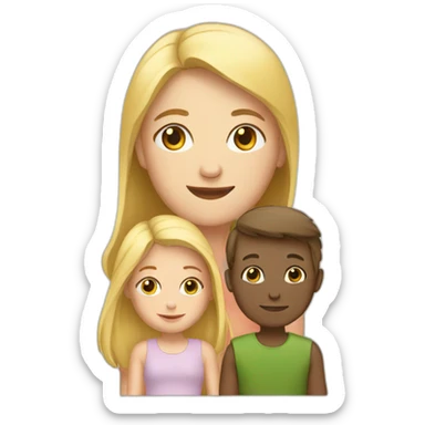 white Family of three one girl sticker