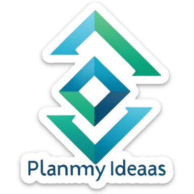 A clean, modern, and professional logo design for a project management and planning framework named 'planmyideas'. The logo should visually represent the journey from initial concept to successful execution. sticker