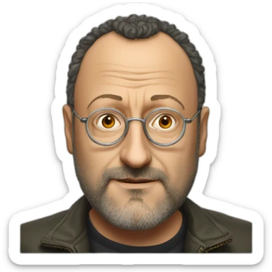 Jean reno avec des cheveux frisés et sans lunette sticker