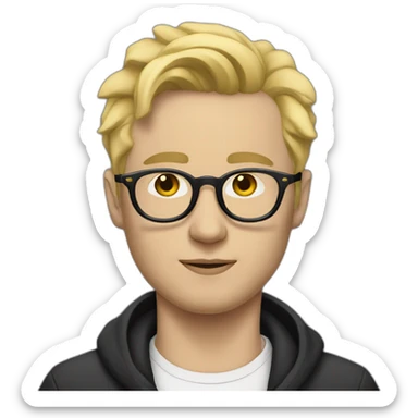 blonde white man with glasses and face tattoo smoking cigarette  sticker
