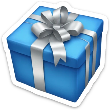 Christmas present wrapped in blue and silver sticker