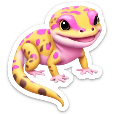 leopard gecko yellow and pink sticker