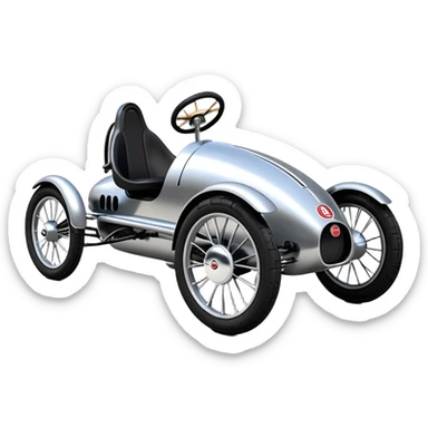Dark Trooper’s 1931 Bugatti electric cyclekart with advanced rugged independent suspension, power steering a  sticker
