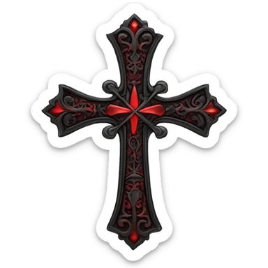 black red gothic cross sticker