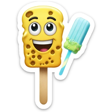 Emoji man eating SpongeBob popsicle sticker