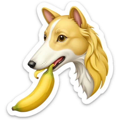 Borzoi eating banana sticker