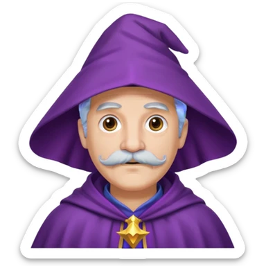 wizard with mustache, purple cloack sticker