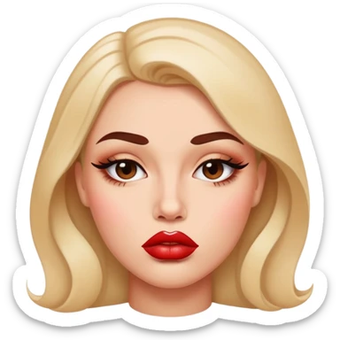 full glossy pouty baddie lips with lip liner sticker