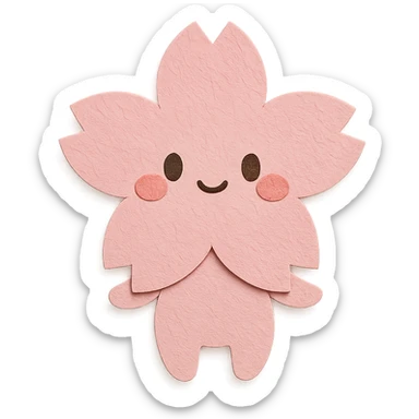 chibi sakura blossom, soft pastel colors, full-body, blushing cheeks, clean lines sticker
