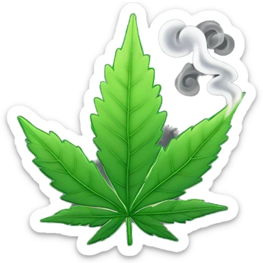 Weed leaf with a smoke  sticker