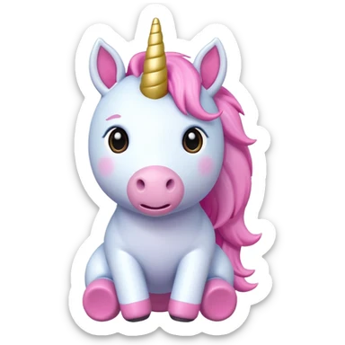 pink unicorn toy facing camera sticker