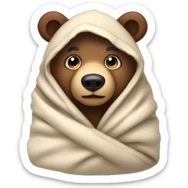 bear cozy in blanket sticker