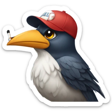 bird waring a backwards hat and smoking  sticker