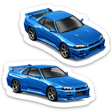 Blue Nissan Skyline GTR R34 sticker