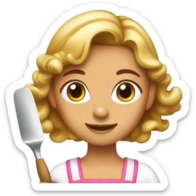jeune fille patissiere avec une spatule sticker