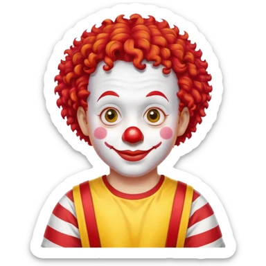 McDonald's clown with bright red curly hair and yellow T-shirt with red and white striped sleeves sticker