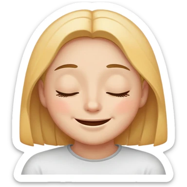 A cheerful, smiling face with closed, upward-angled eyes and a content expression, conveying happiness, joy, or satisfaction. sticker