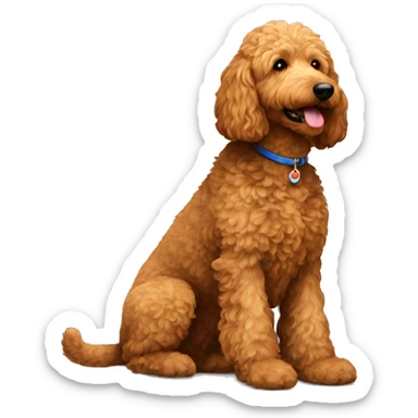 brown golden doodle laying down sticker