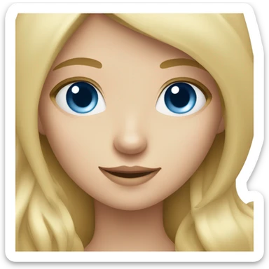 Blonde girl with blue eyes holding spitz sticker