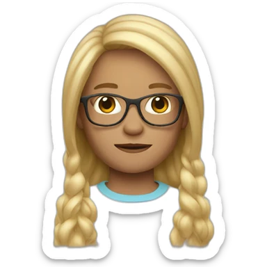 boy with blond long hairs and lenses in memoji style sticker