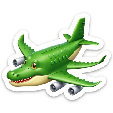 Cute crocodile plane with a smiling face sticker
