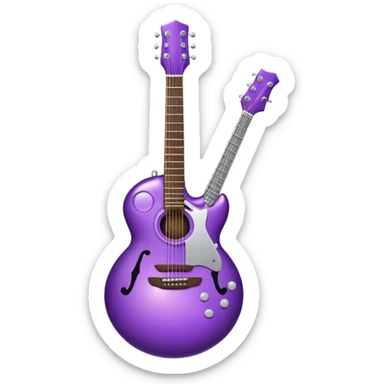 a purple Christmas ornament with a guitar sticker