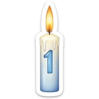 A candle in the shape of the number 1 sticker