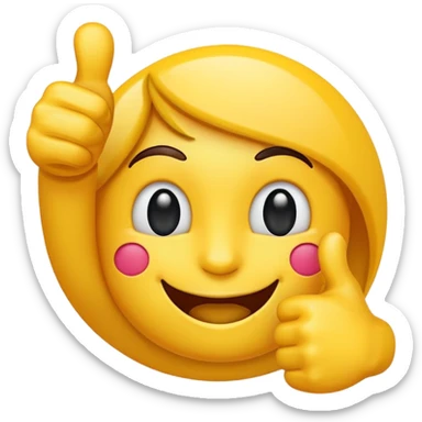 Vibrant emoji with a thumbs-up, sale tag, and social media icon, advertising style. sticker