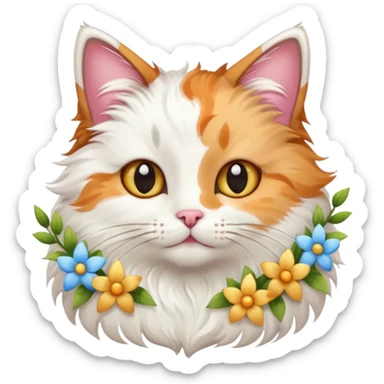 кіт з квітами та зірками sticker