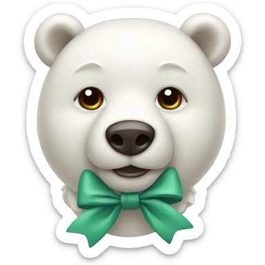 White bear with a bow sticker
