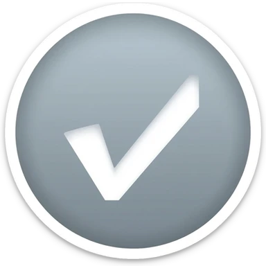 Light grey circle with white check with a straight checkmark whole circle a solid light grey with no shadow sticker