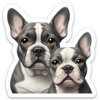 realistic Merle and blue french bulldogs portrait in focus sticker