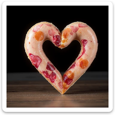 heart-shaped food, professional photography style sticker