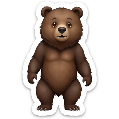 Dark brown grizzly bear on four legs with natural fur texture, minimalist design, very dark brown coloration sticker