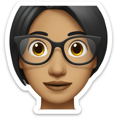 Woman with black hair and brown on the bottom with clear glasses sticker