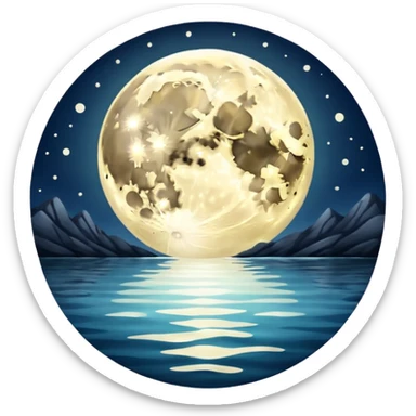 full moon over water sticker