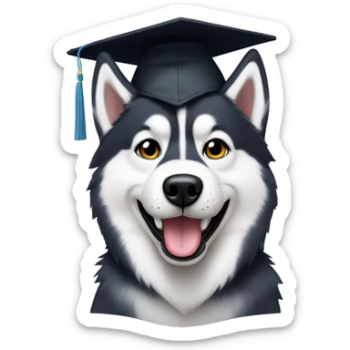 Husky with grad cap sticker
