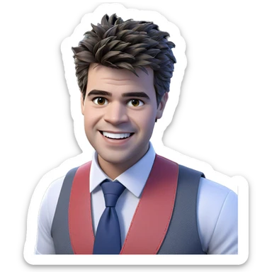 smiling boy in white shirt sticker