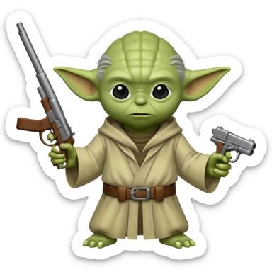 Yoda with a gun sticker