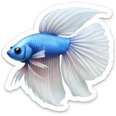Realistic betta fish: white fins - blue body sticker