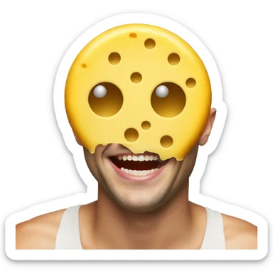 round yellow smiley face with swiss cheese-like holes in head sticker