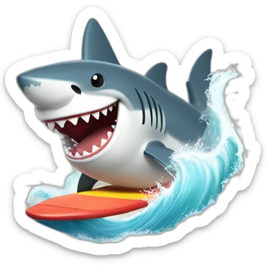 shark in a cowboy hat surfing big wave sticker