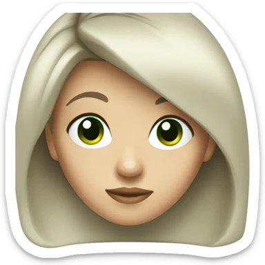 young caucasian woman head with dark short hair an green eyes sticker