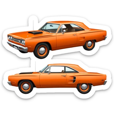 1969 roadrunner car in orange sticker