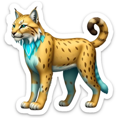 Yellow and cyan Electric-type Bobcat-Lynx-Lion-Fakémon full body sticker