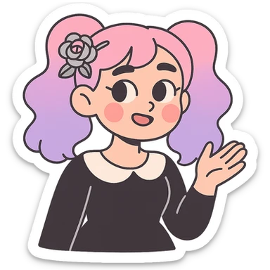 pastel goth hairpin, silver, pastel rose, elegant and cute sticker