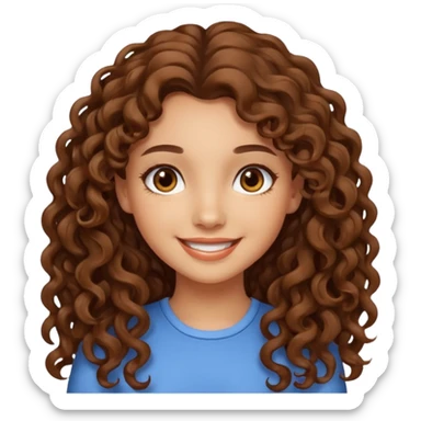 pretty girl brown long hair curly with brown eyes and lightskin  sticker