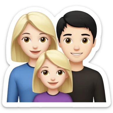 A black hair girl a blonde girl and a blonde boy sticker